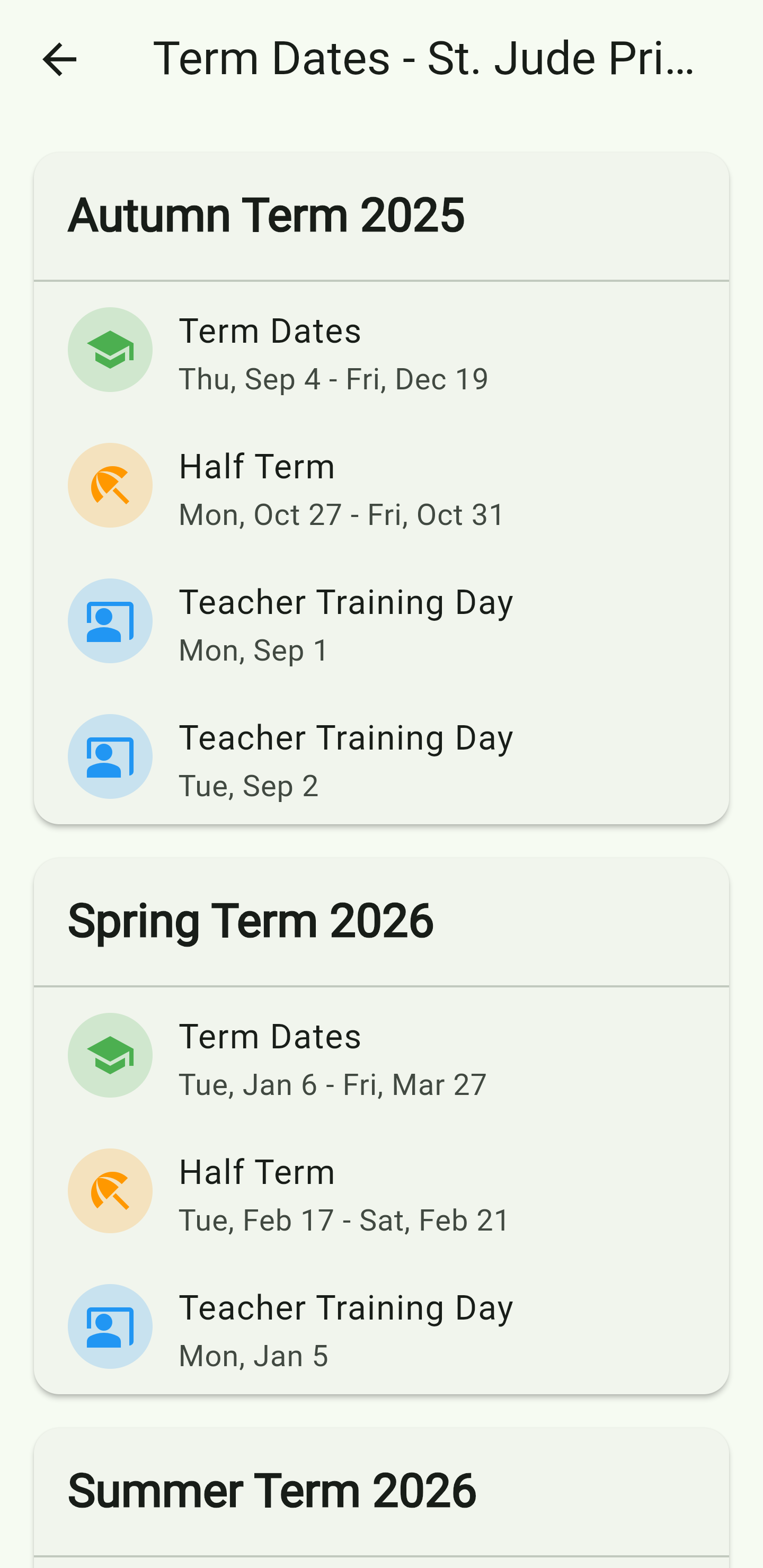 Automatic term dates built right in.